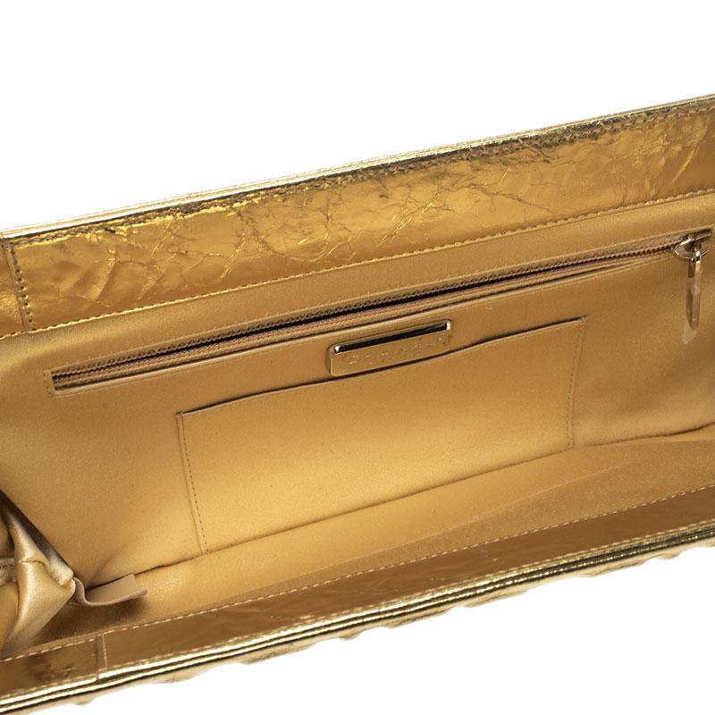 Chanel Gold Distressed Leather Ladies First/5X5=CC Clutch 6