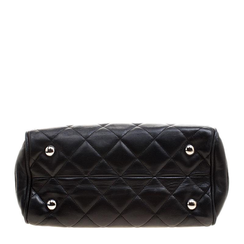 Women's Chanel Black Quilted Leather Small CC Crown Tote