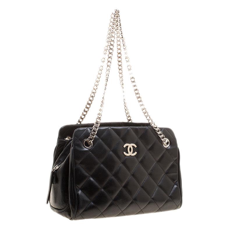 Chanel Black Quilted Leather Small CC Crown Tote 6