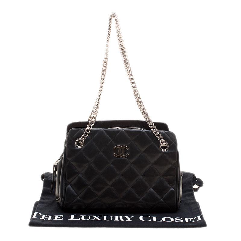 Chanel Black Quilted Leather Small CC Crown Tote 4