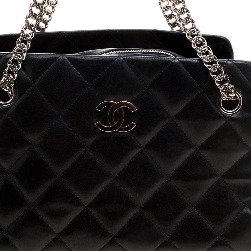 Chanel Black Quilted Leather Small CC Crown Tote 7