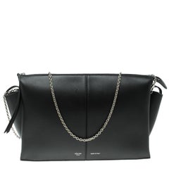 Celine Black Leather Trifold Chain Clutch