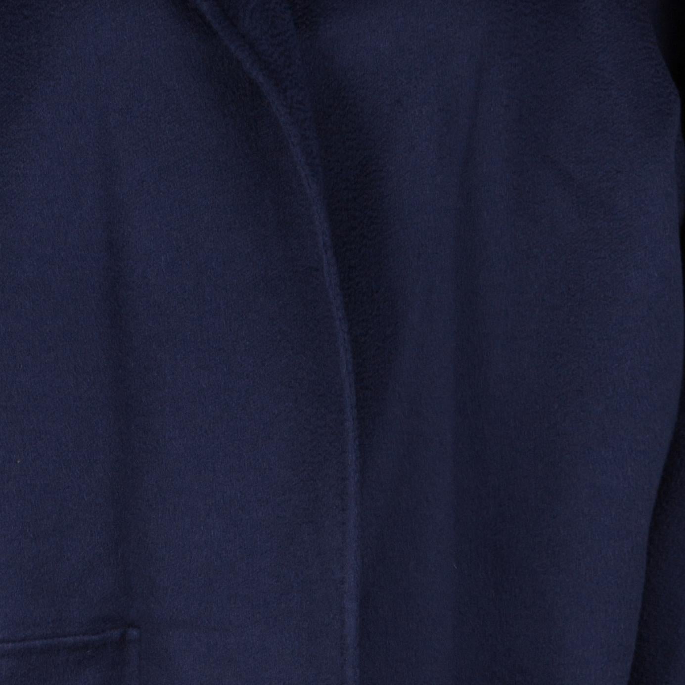 Women's Max Mara Blue Cashmere Open Front Overcoat L