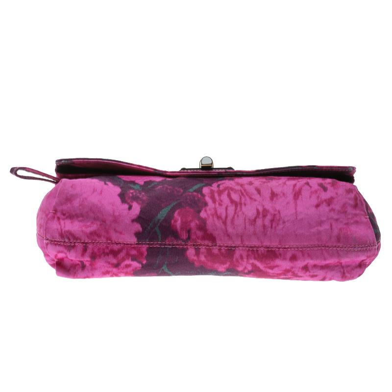 Lanvin Pink Printed Canvas Happy Clutch 5