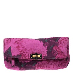 Lanvin Pink Printed Canvas Happy Clutch