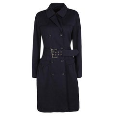 Max Mara Studio Trench-coat à double boutonnage en jersey bleu marine M