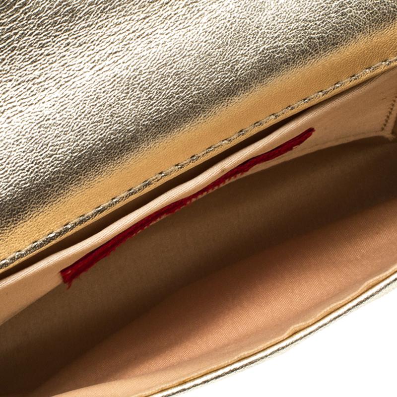 Valentino Metallic Gold Leather Bow Clutch 8