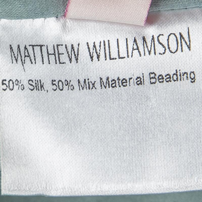 Matthew Williamson Grey Embellished Silk Cap Sleeve Dress M 2