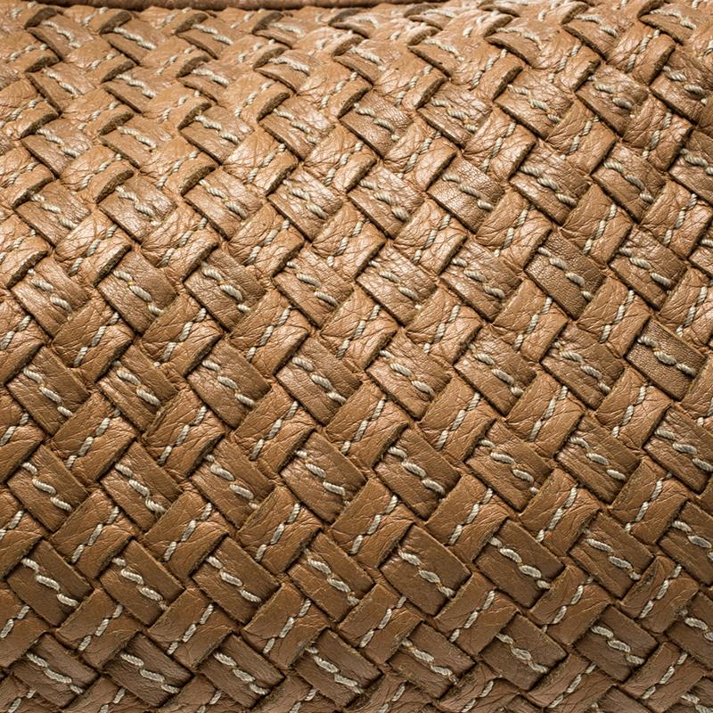 Bottega Veneta Brown Intrecciato Stitched Nappa Leather Medium Veneta Hobo 3