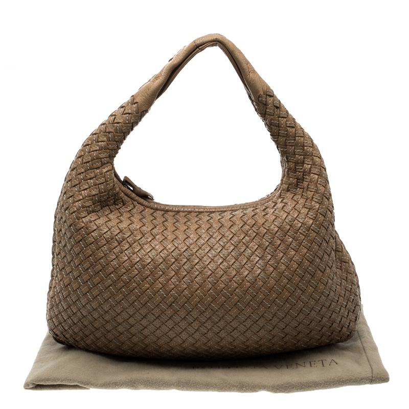 Bottega Veneta Brown Intrecciato Stitched Nappa Leather Medium Veneta Hobo 4