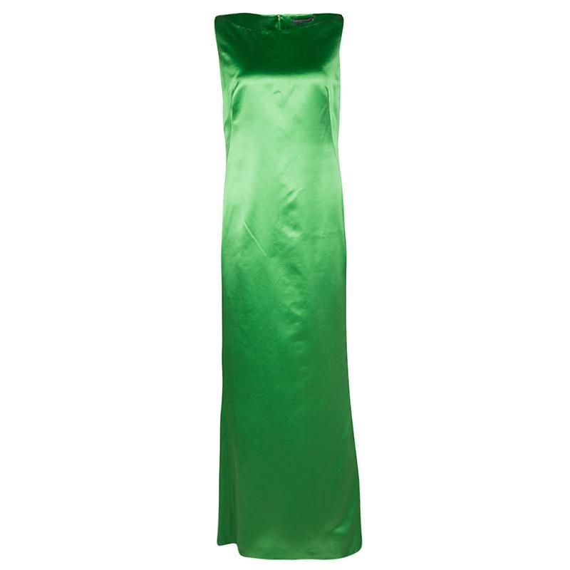 Alexander McQueen Green Silk Sleeveless Maxi Dress M