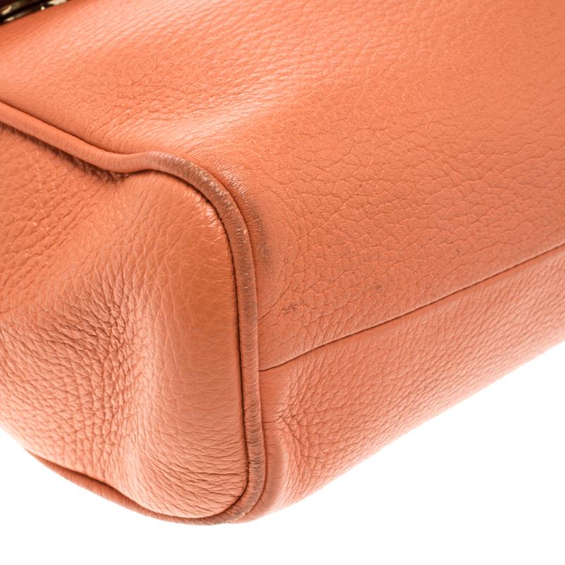 Dolce and Gabbana Orange Leather Medium Miss Sicily Top Handle Bag 6