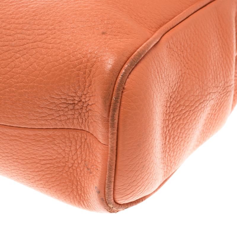 Dolce and Gabbana Orange Leather Medium Miss Sicily Top Handle Bag 5