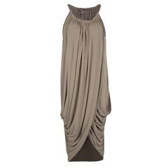 Lanvin Brown Gathered Draped Sleeveless Dress M