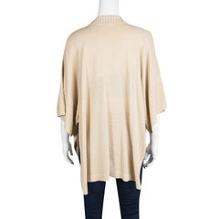 Hermes Beige Knit Open Side Detail Oversized Top L