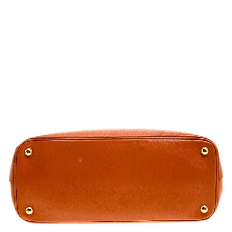 Prada Orange Saffiano Lux Leather Parabole Tote 3