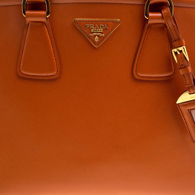 Prada Orange Saffiano Lux Leather Parabole Tote 1