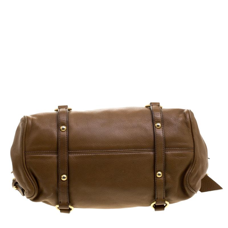 Miu Miu Brown Leather Bow Top Handle Bag 6