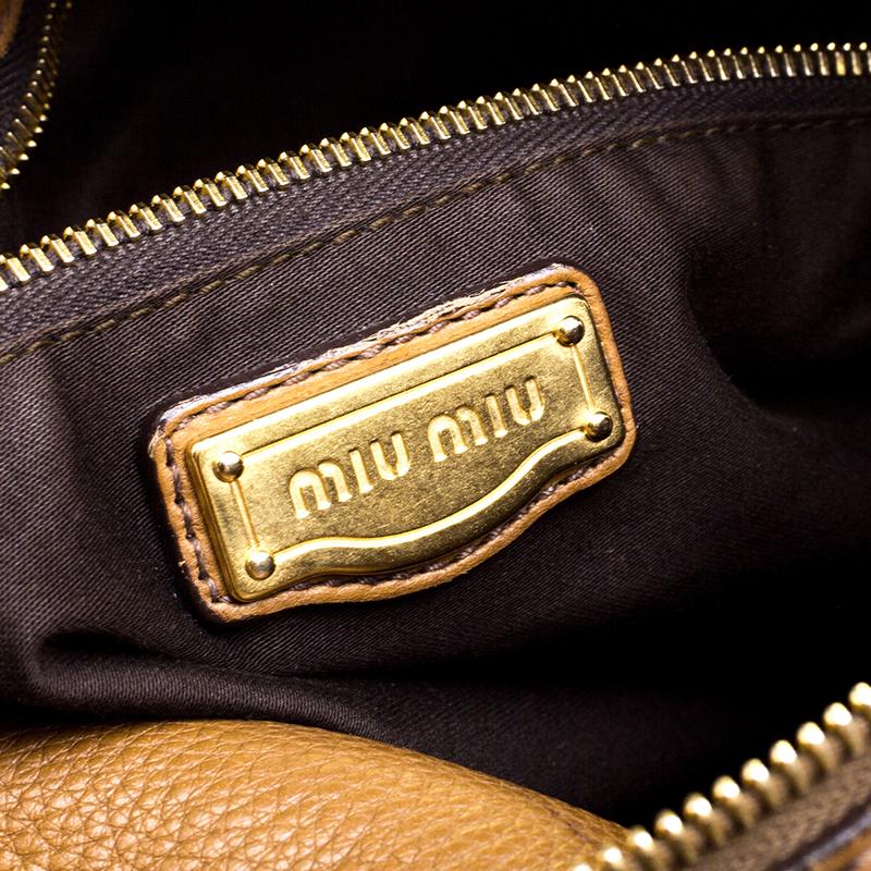 Miu Miu Brown Leather Bow Top Handle Bag 1