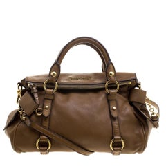 Miu Miu Brown Leather Bow Top Handle Bag