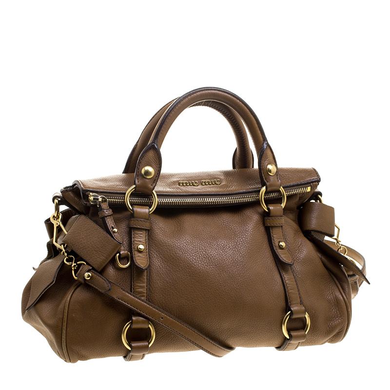 Miu Miu Brown Leather Bow Top Handle Bag 4