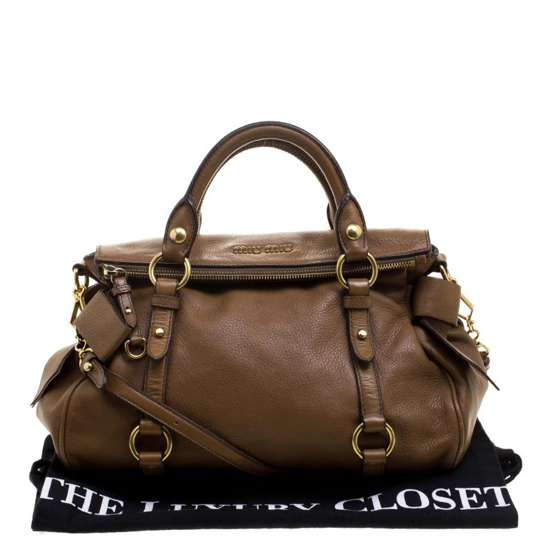 Miu Miu Brown Leather Bow Top Handle Bag 2