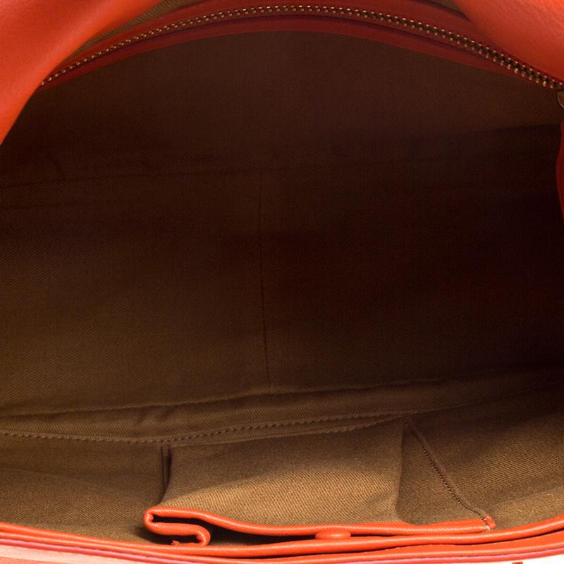 Ralph Lauren Red Orange Leather Hunting Messenger Bag 3