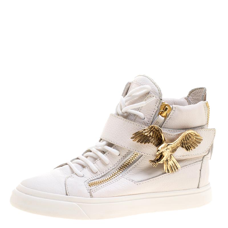 Giuseppe Zanotti White Leather Eagle High Top Sneakers Size 38 3