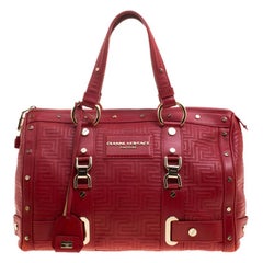 Versace Red Quilted Leather Studded Satchel