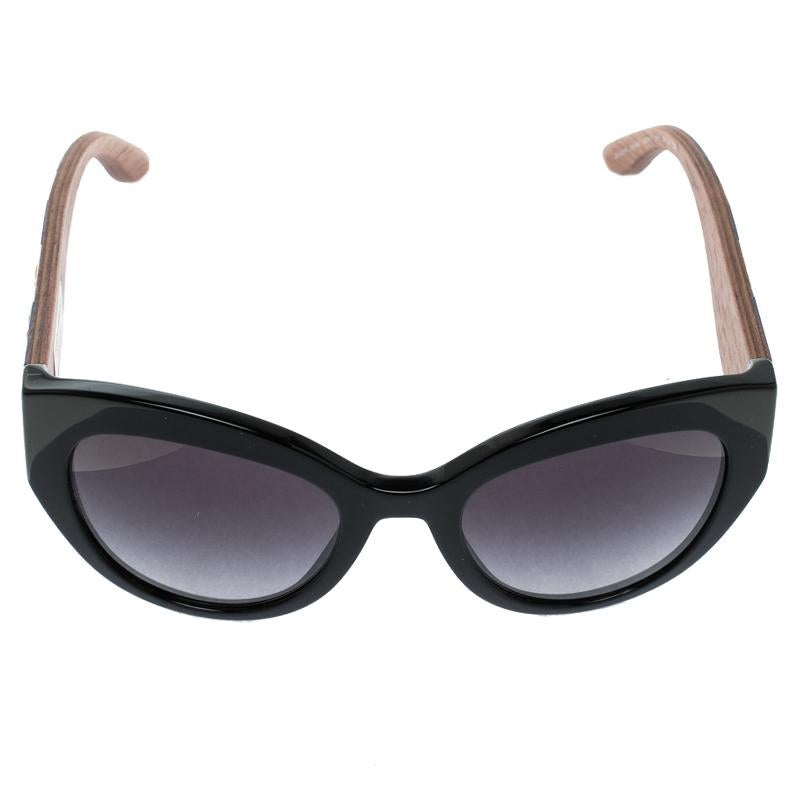 Dolce and Gabbana Black DG 4278 Sicilian Carretto Cat Eye Sunglasses