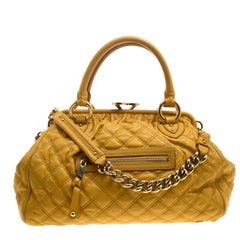 Marc Jacobs Mustard Quilted Leather Stam Satchel