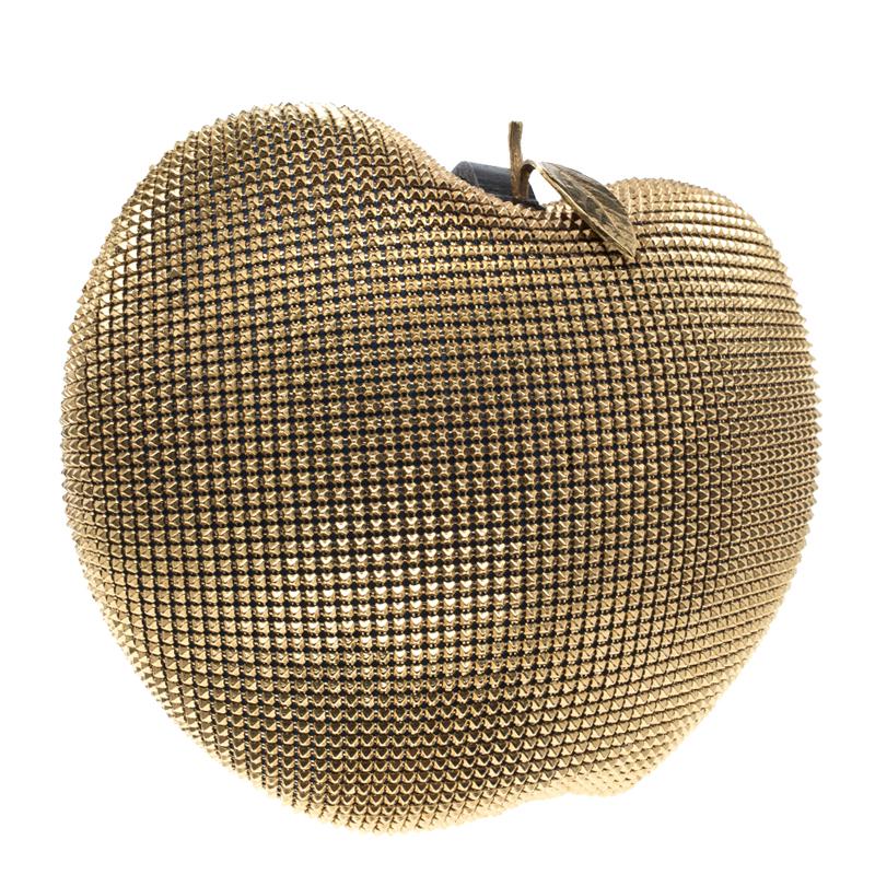Brown Nicolas Theil MailCoat Metal Gold Plated Apple Clutch