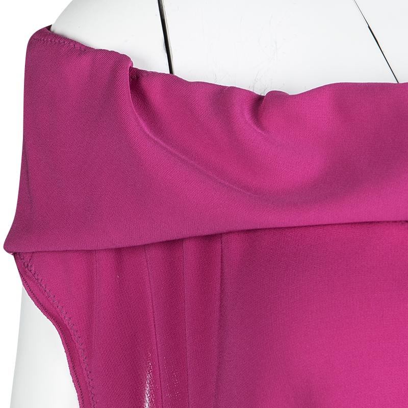 Women's Yves Saint Laurent Pink Knit Off Shoulder Sleeveless Shift Dress S