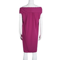 Yves Saint Laurent Pink Knit Off Shoulder Sleeveless Shift Dress S