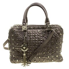 Versace Dark Beige Leather Vanitas Demetra Satchel