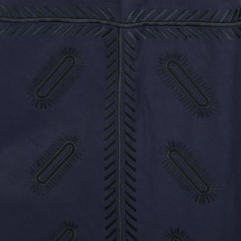 Women's Stella McCartney Navy Blue Cutout Detail Zigarette Embroidered Ashley Drill Dres