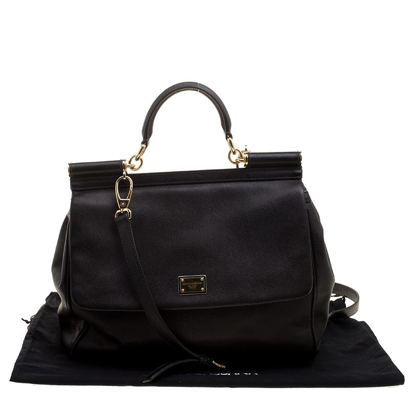 Dolce and Gabbana Black Leather Large Miss Sicily Tote 1