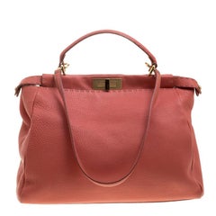 Fendi Pink Leather Large Peekaboo Bag