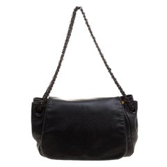 Chanel Black Leather Studded CC Accordion Flap Bag