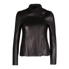 The Row Black Brilly Leather Zip Front Moto Jacket XS