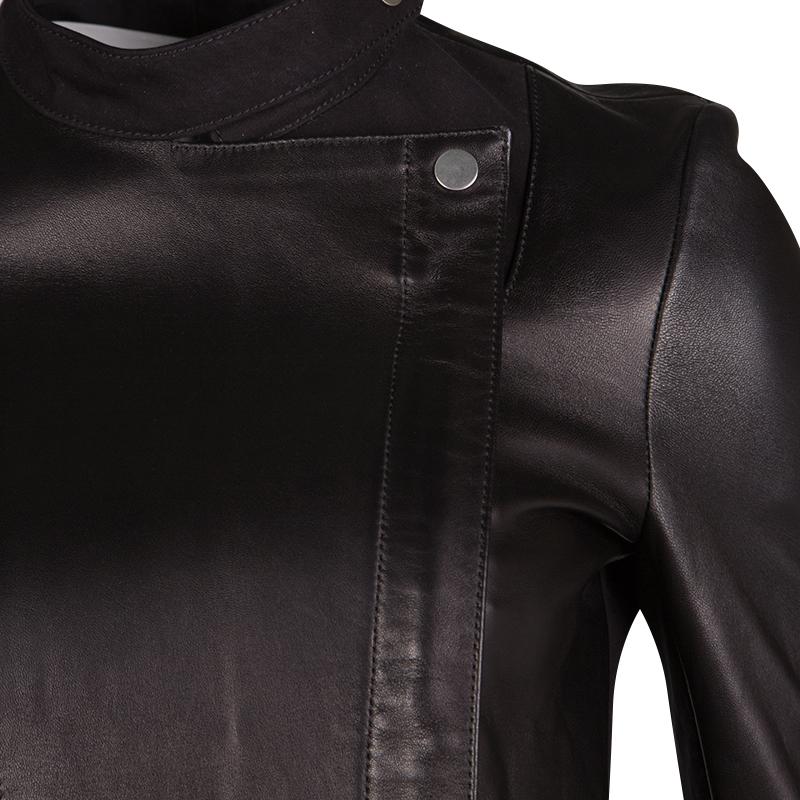 The Row Black Brilly Leather Zip Front Moto Jacket XS 1