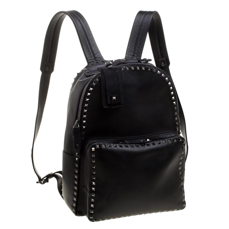 Valentino Black Leather Rockstud Backpack 1