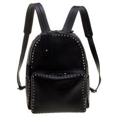 Valentino Black Leather Rockstud Backpack