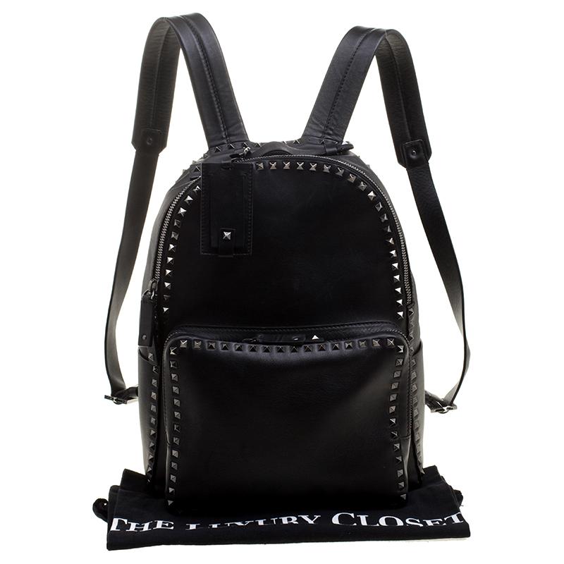 Valentino Black Leather Rockstud Backpack 7