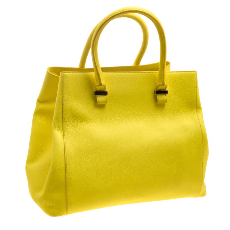 Victoria Beckham Yellow Leather Quincy Tote 1