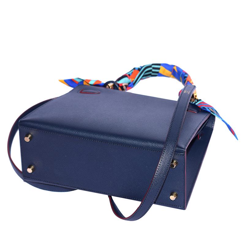 Hermes Blue Indigo Epsom Leather with Rouge H Contour Rose Gold Hardware Limited In New Condition In Dubai, Al Qouz 2