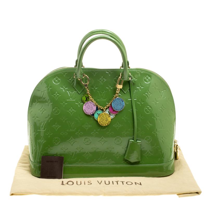 Louis Vuitton Vert Tonic Monogram Vernis Alma GM Bag 2