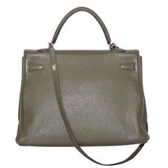Hermes Vert Veronce Togo Leather Palladium Hardware Kelly Retourne 35 Bag
