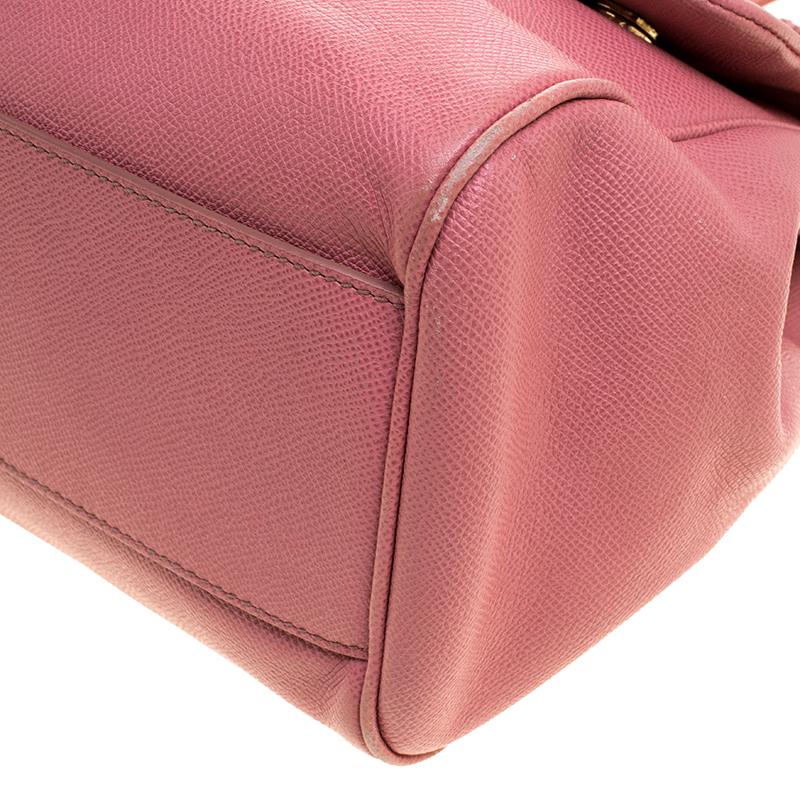 Women's Dolce and Gabbana Pink Leather Large Miss Sicily Tote