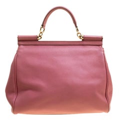 Dolce and Gabbana Pink Leather Large Miss Sicily Tote